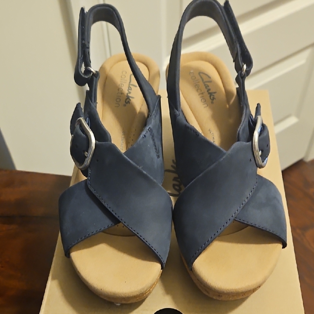 Clarks Women's Dark Blue Slingback Sandals